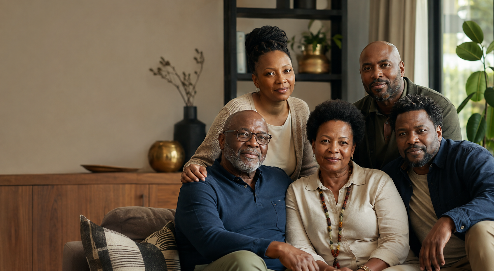 An adult South African family discussing funeral planning